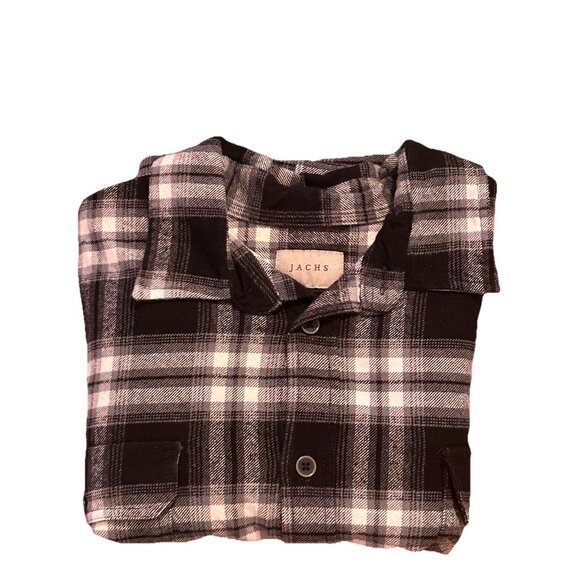 JACHS Shirt Mens Extra Large Black Gray White Button Up Cotton Long Sleeve - Picture 6 of 7